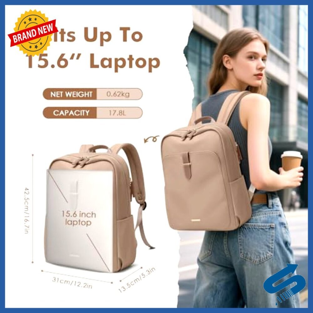 Laptop Backpack Casual Work Travel Business Chic Minimal Oversized 15.6 Inch - Picture 4 of 6